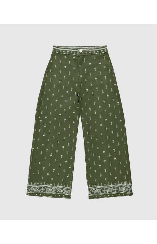 Calça Wide Leg Feminina Estampada Em Viscose - ENFIM