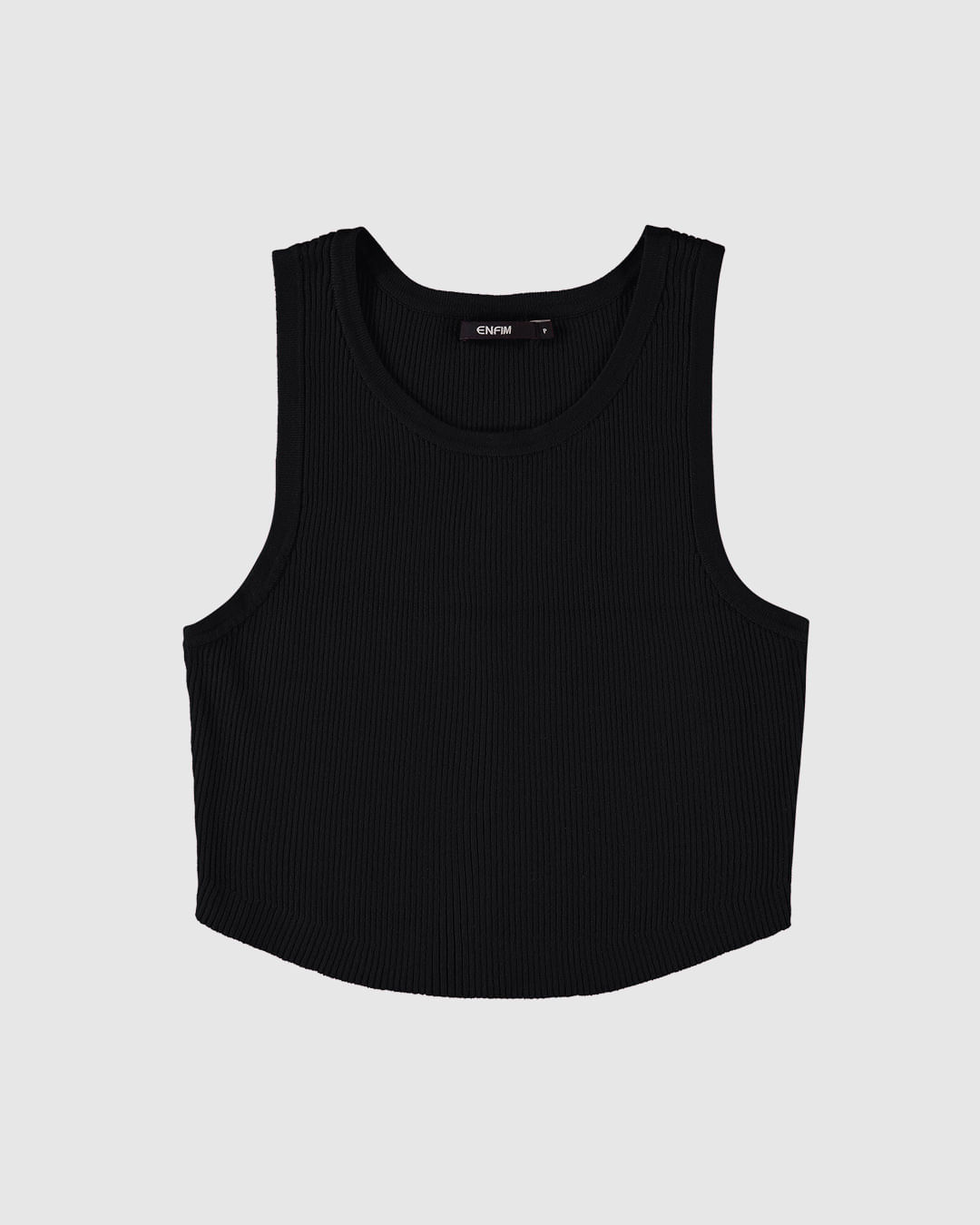 Regata Cropped Feminina Barra Arredondada em Tricô - ENFIM