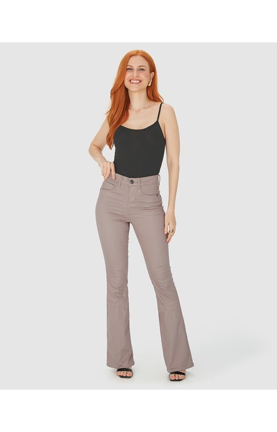 Calça Flare Feminina Cintura Alta Em Sarja Com Elastano