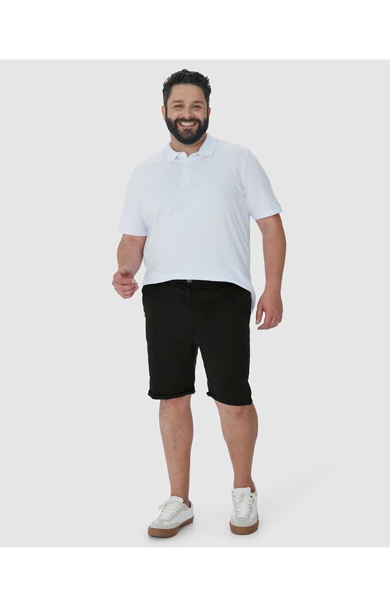 Bermuda Masculina Plus Size Slim Em Sarja Com Elastano