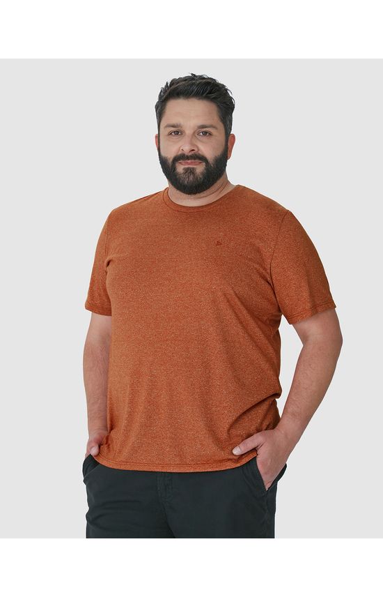 Camiseta Básica Masculina Plus Size Decote Redondo Em Malha Rajada