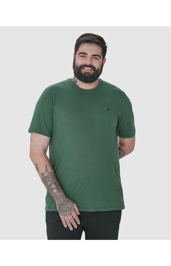 Camiseta Básica Masculina Plus Size Com Bordado Em Malha Botonê