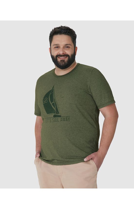 Camiseta Masculina Plus Size Regular Let's Sail Away Em Malha Fio A Fio