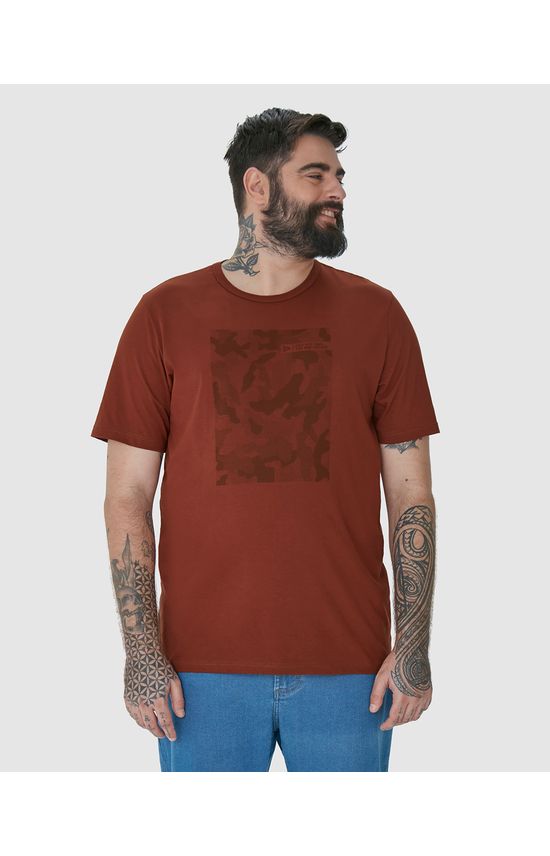 Camiseta Masculina Plus Size Estampa Ilustrativa Frontal Em Algodão