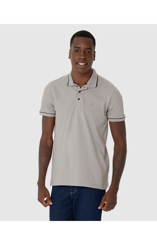 Camisa Polo Básica Masculina Bordada Em Piquet Stretch