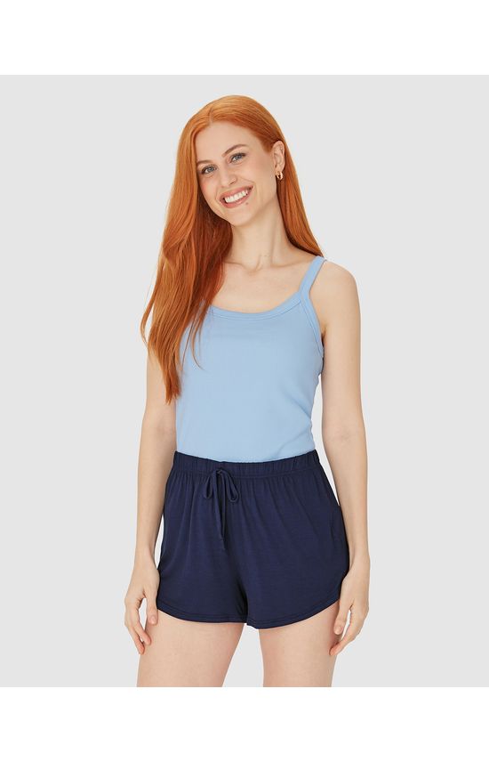 Pijama Feminino Regata Alça Fina Em Ribana
