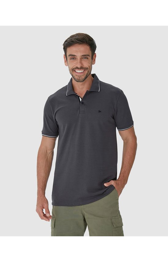 Camisa Polo Masculina Regular Em Piquet Listrado