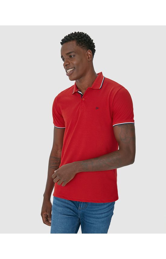 Camisa Polo Masculina Regular Em Piquet Listrado