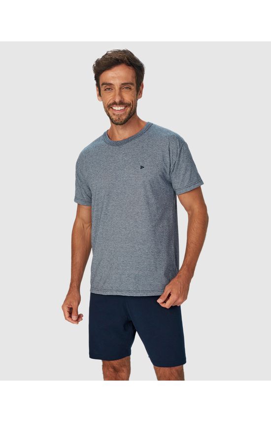 Pijama Masculino Camiseta Decote Redondo Em Malha Fio A Fio