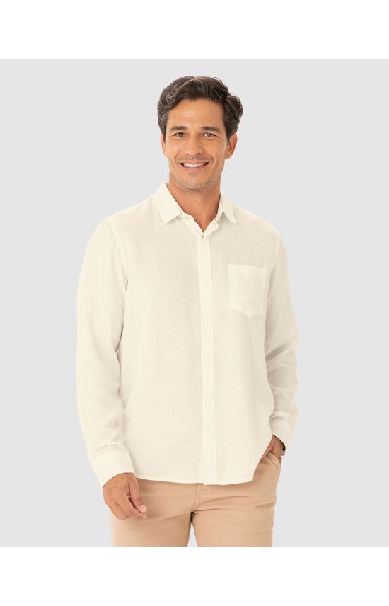 Camisa Masculina Regular Manga Longa Em Viscolinho
