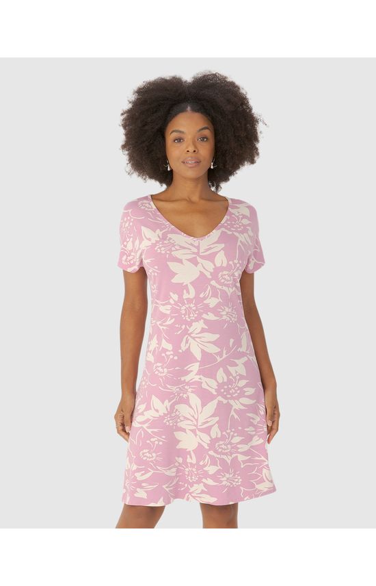Vestido Feminino Evasê Estampa Floral Em Viscose Stretch