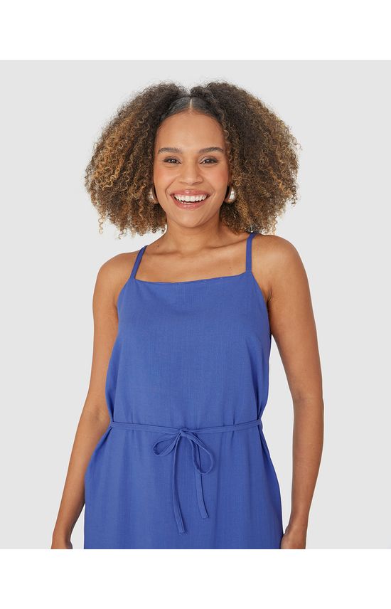 Vestido Midi Feminino Fenda Lateral Em Viscolinho Texturizado
