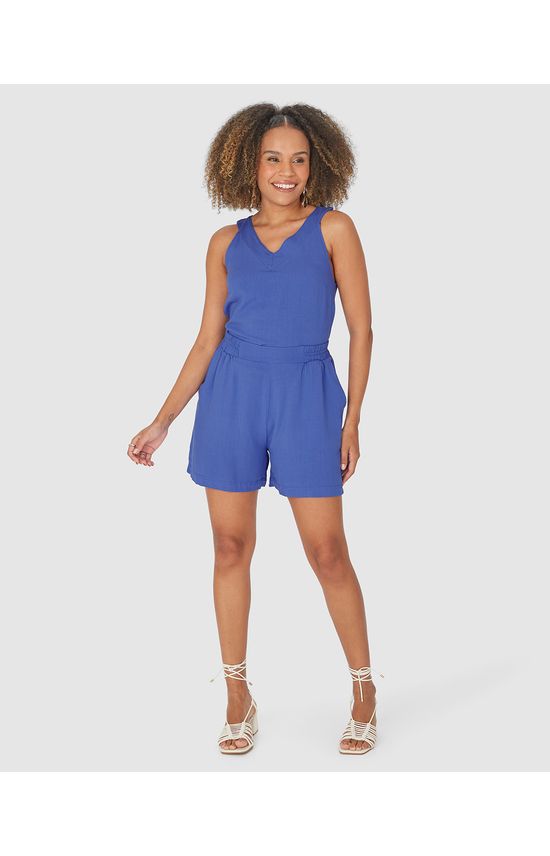Shorts Reto Feminino Bolso Faca Em Viscolinho Texturizado
