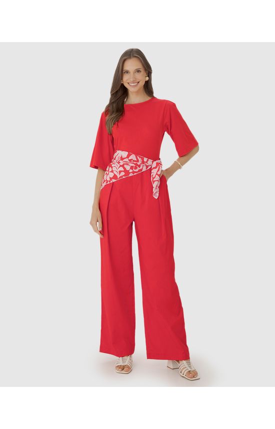 Macacão Amplo Feminino Com Bolso Faca Em Tricoline Stretch