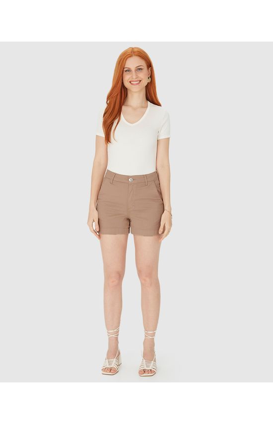 Shorts Alfaiataria Feminino Em Sarja Com Elastano
