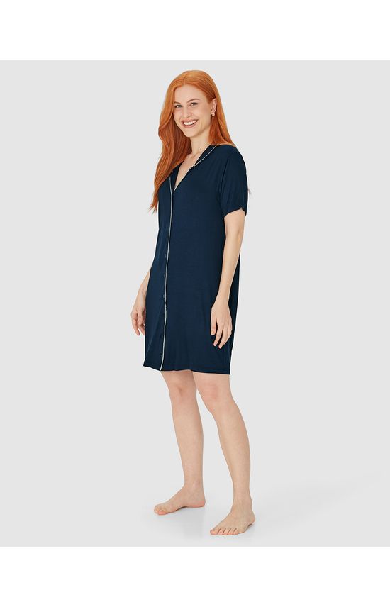 Camisola Americana Feminina Abotoamento Frontal Em Viscose Stretch
