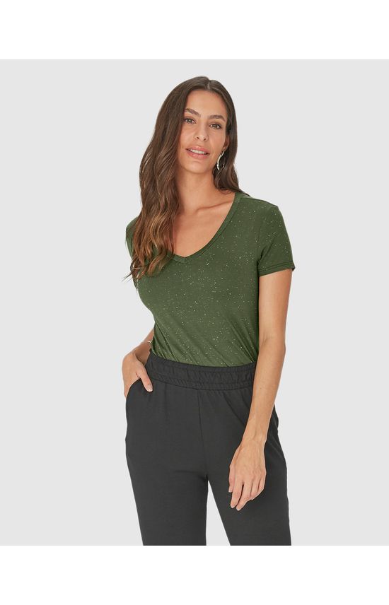 Blusa Básica Feminina Decote V Em Viscose Botonê