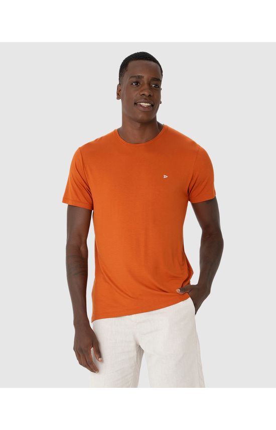 Camiseta Básica Masculina Bordado Peitoral Em Viscose Stretch