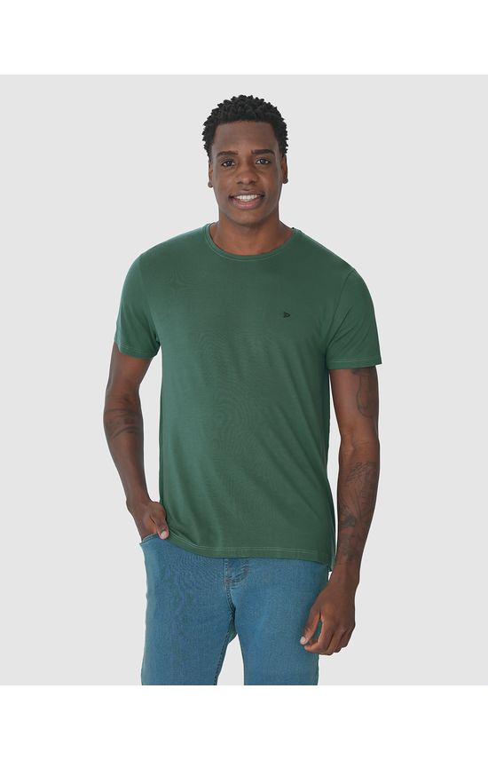 Camiseta Básica Masculina Bordado Peitoral Em Viscose Stretch