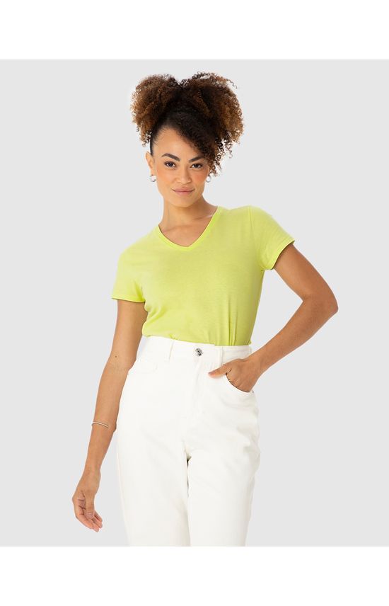 Blusa Básica Feminina Decote V Em Algodão