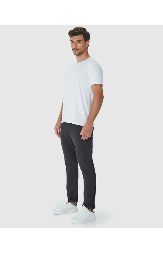 Calça Masculina Slim Cintura Média Em Sarja Com Elastano