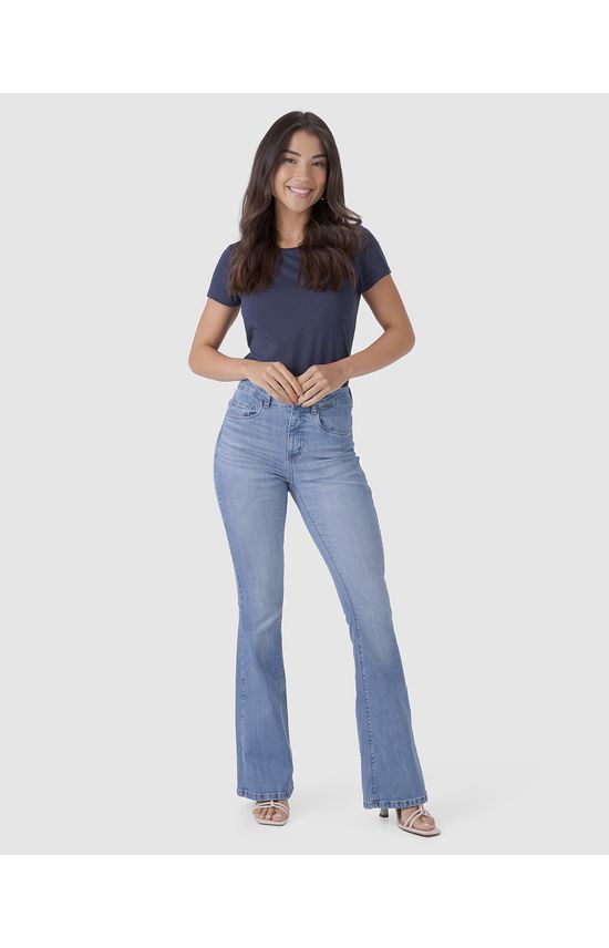 Calça Feminina Small Flare Cintura Média Em Flex Jeans