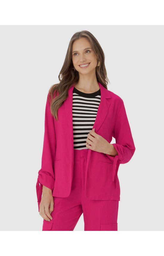 Blazer Feminino Com Manga Ajustável Em Viscolinho
