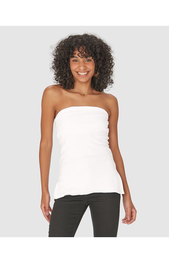 Blusa Feminina Sem Alças Com Fenda Lateral Em Ribana