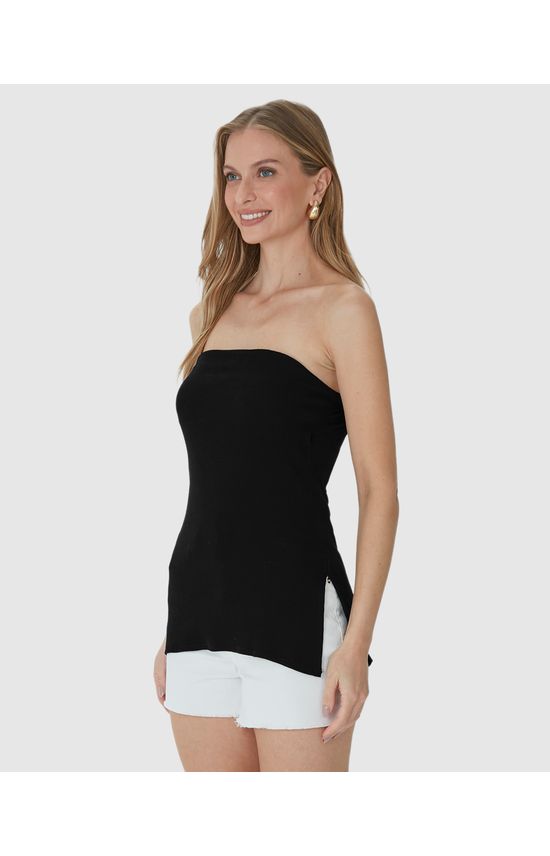 Blusa Feminina Sem Alças Com Fenda Lateral Em Ribana