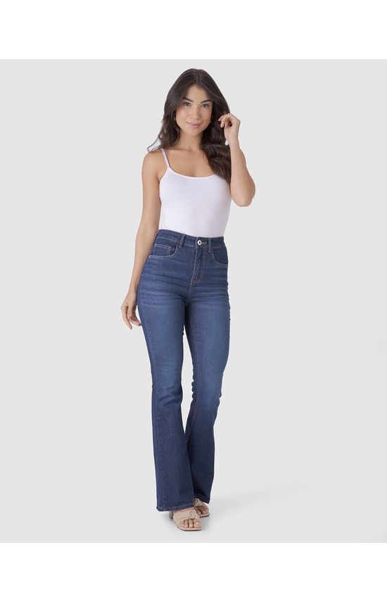 Calça Feminina Small Flare Push Up Cintura Alta Em Flex Jeans