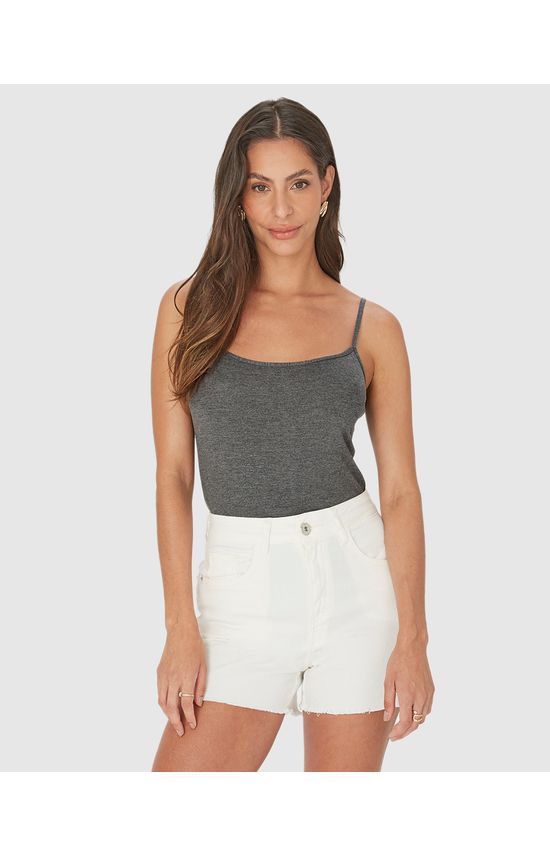 Regata Básica Feminina Decote Redondo Em Viscose Stretch