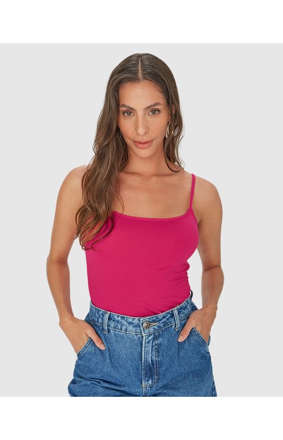 Regata Básica Feminina Decote Redondo Em Viscose Stretch