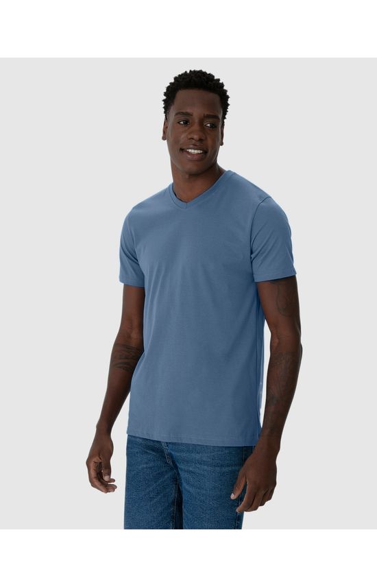 Camiseta Básica Masculina Gola V Em Algodão