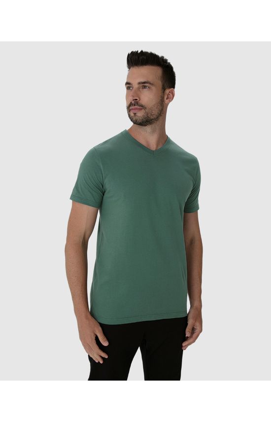 Camiseta Básica Masculina Gola V Em Algodão