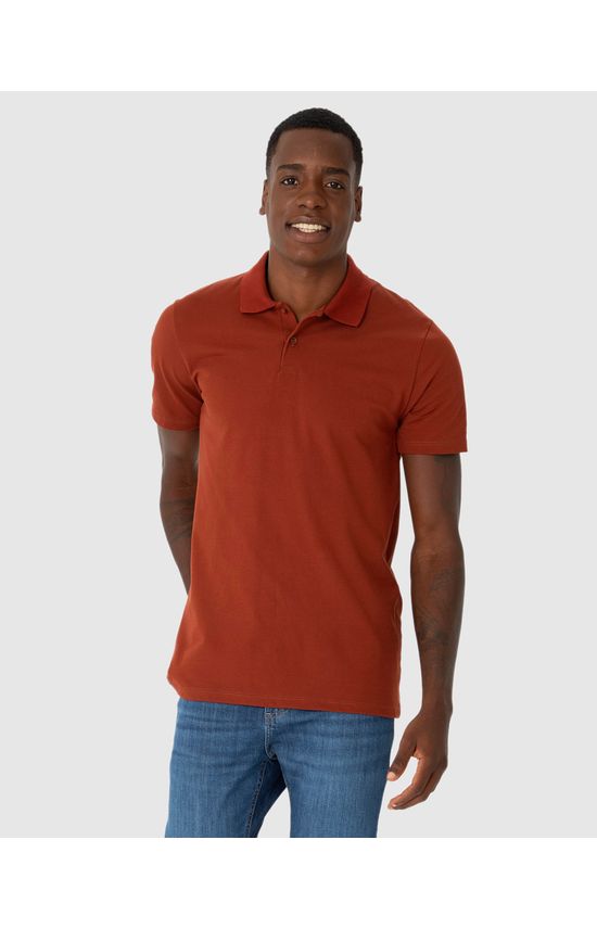 Camisa Polo Básica Masculina Gola Retilínea Em Piquet Stretch