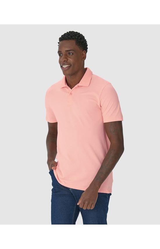 Camisa Polo Básica Masculina Gola Retilínea Em Piquet Stretch