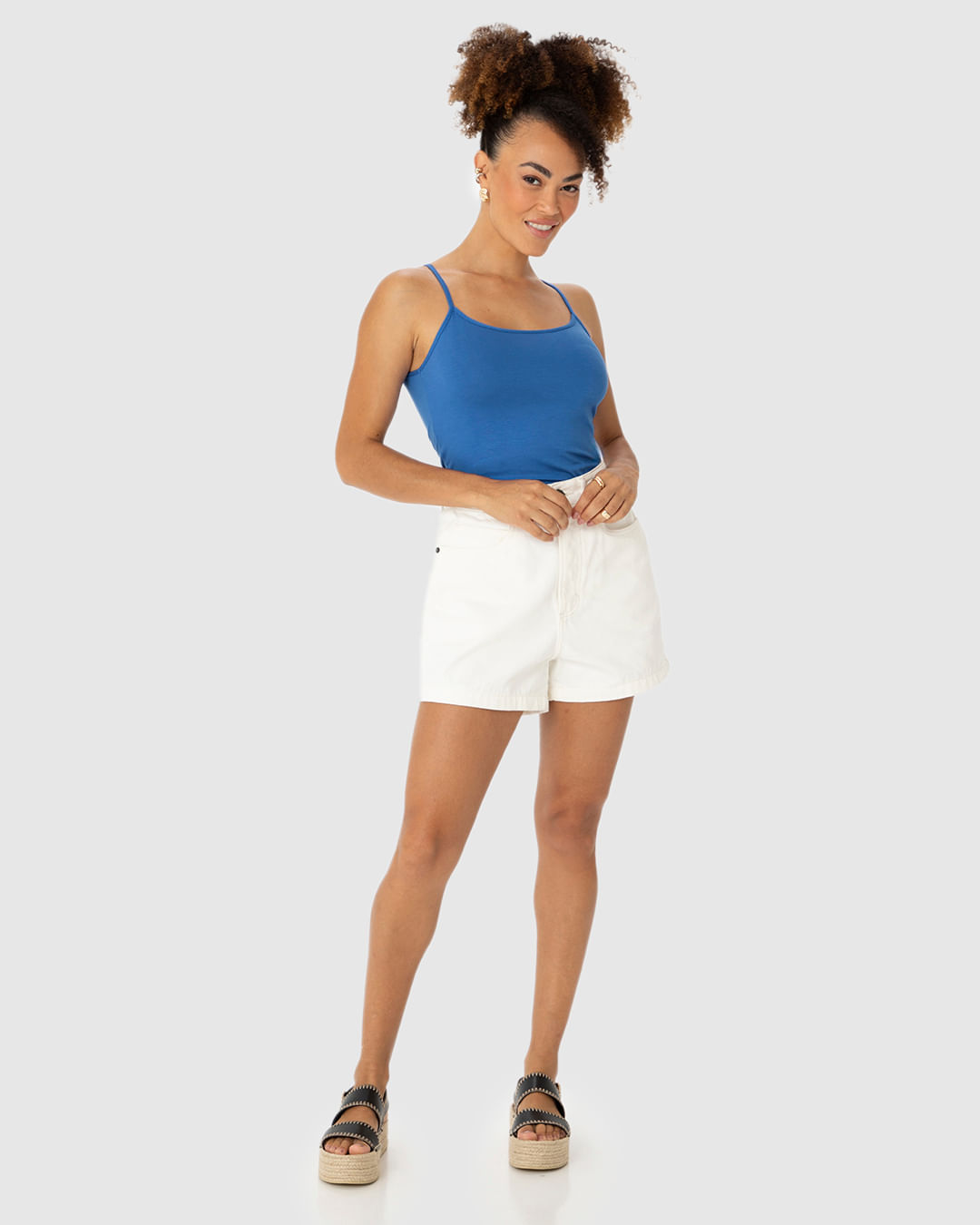 Regata Básica Feminina Decote Redondo Em Viscose Stretch - Imagem 2