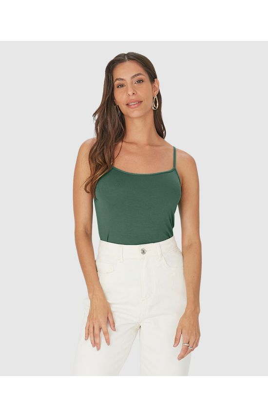Regata Básica Feminina Decote Redondo Em Viscose Stretch