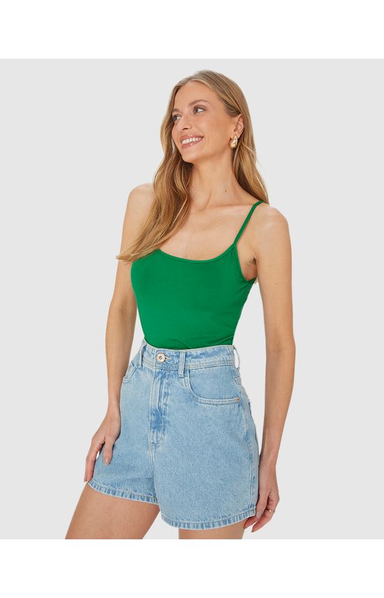 Regata Básica Feminina Decote Redondo Em Viscose Stretch