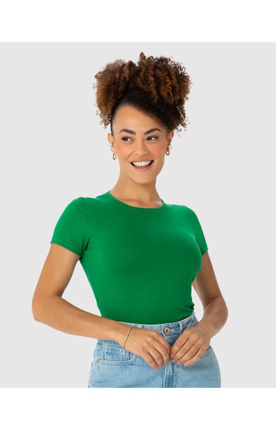 Blusa Básica Feminina Decote Redondo Em Algodão