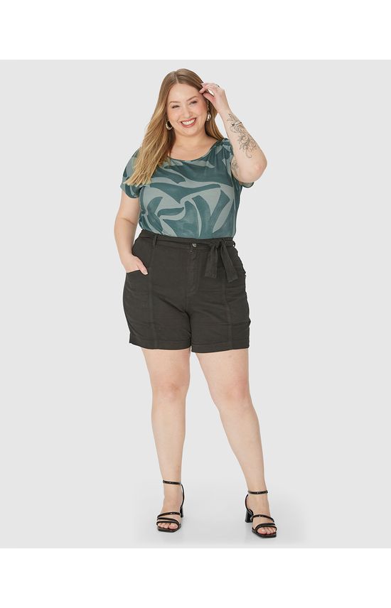 Blusa Feminina Plus Size Mullet Geométrica Em Viscose Stretch