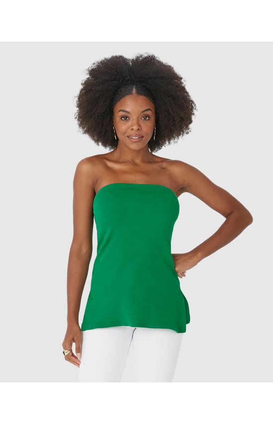 Blusa Feminina Sem Alças Com Fenda Lateral Em Ribana