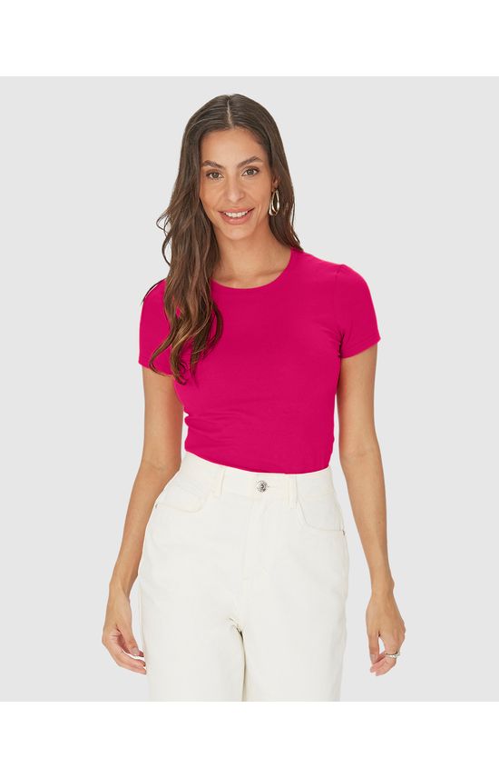 Blusa Básica Feminina Decote Redondo Em Algodão