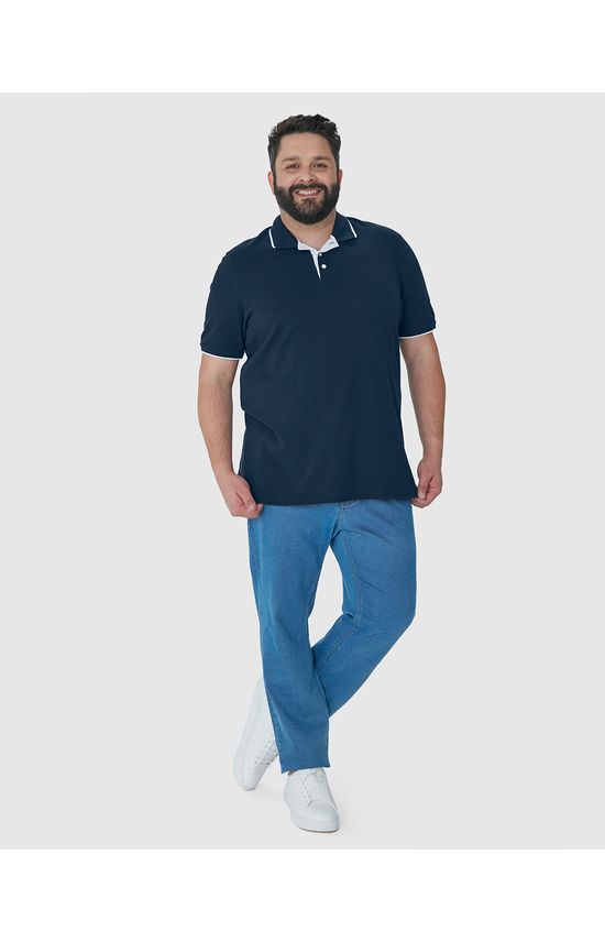 Camisa Polo Masculina Plus Size Em Piquet Stretch