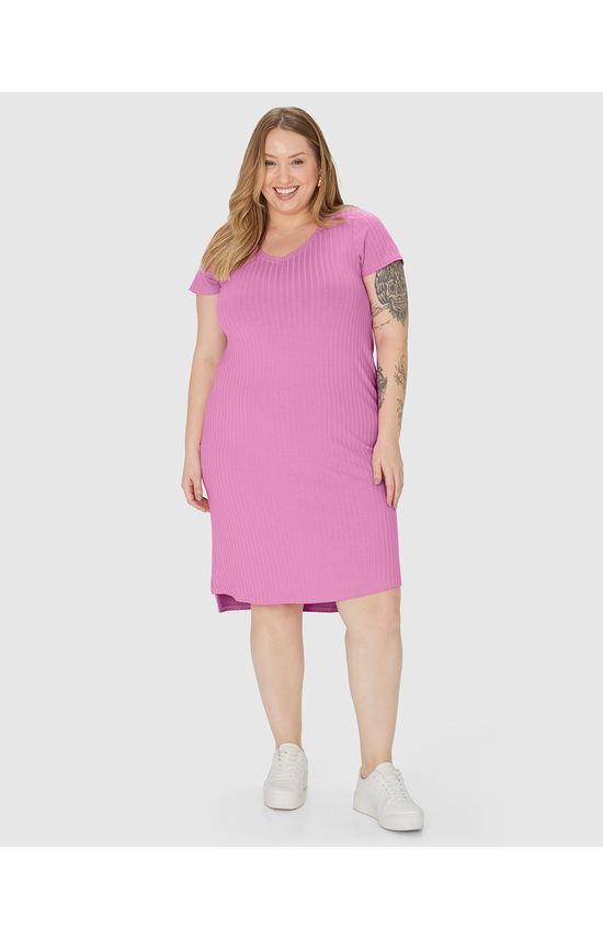 Vestido Feminino Plus Size Mullet Em Canelado De Viscose