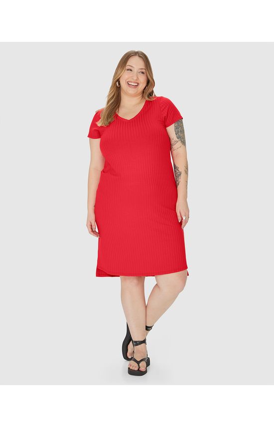Vestido Feminino Plus Size Mullet Em Canelado De Viscose