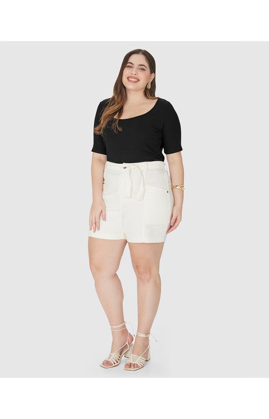 Blusa Feminina Plus Size Manga 3/4 Em Malha Canelada De Viscose