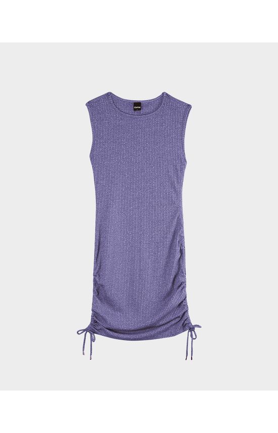 Vestido Feminino Com Lateral Ajustável Em Malha Canelada Rajada - ENFIM