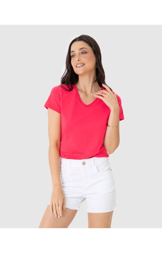 Blusa Básica Feminina Decote V Em Algodão