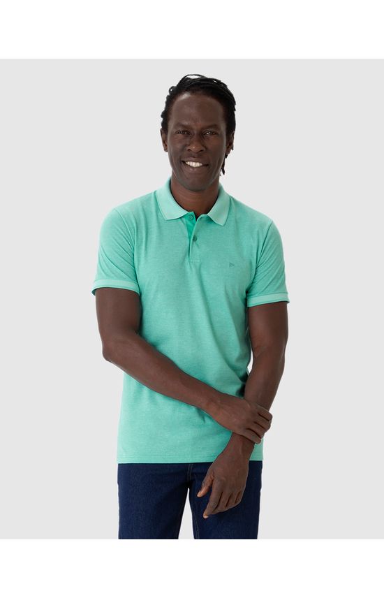 Camisa Polo Básica Masculina Slim Em Malha Rajada